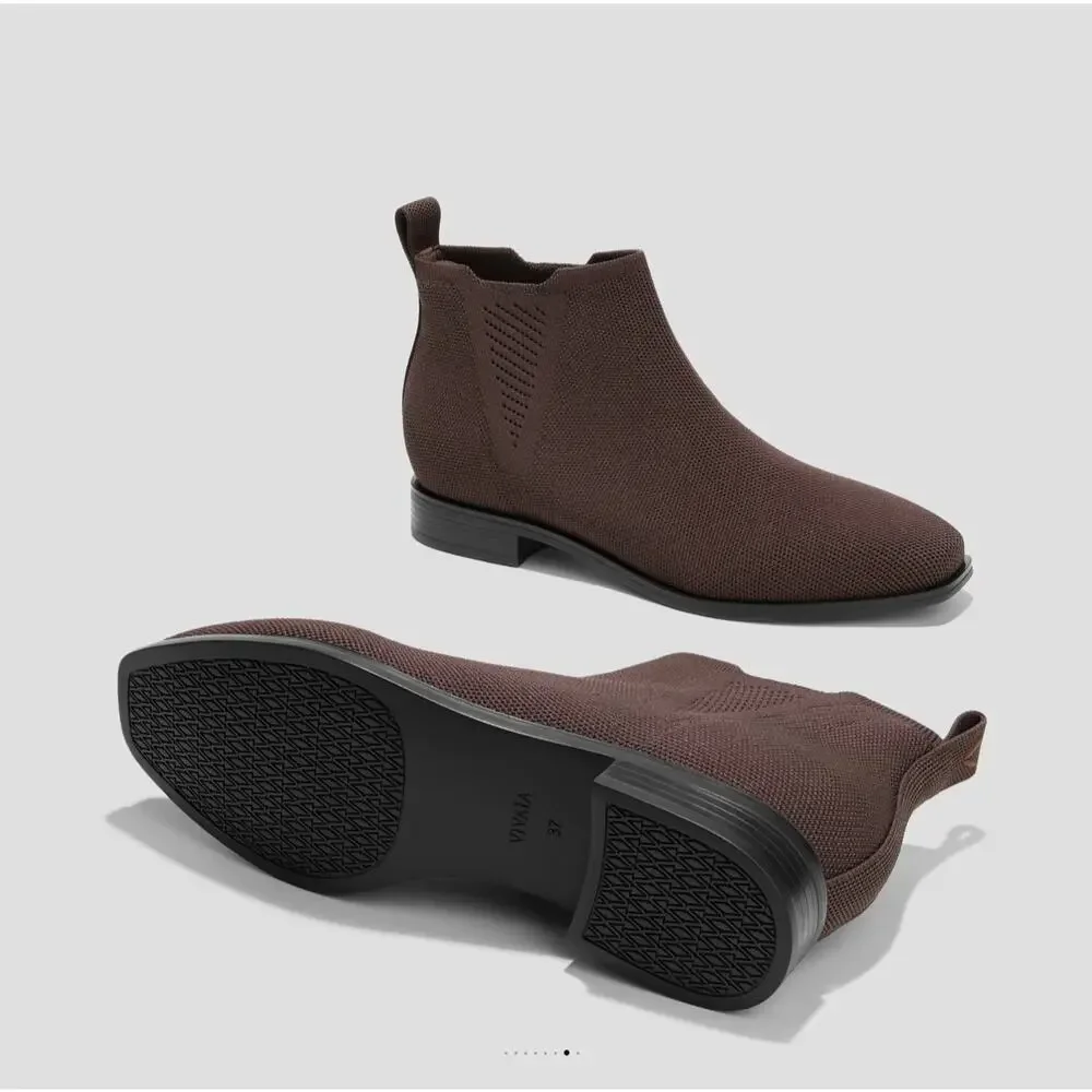 VIVAIA Ryan Square Toe Chelsea Boots Dark Chocolate Brown Sz 41.5/US 10 NEW